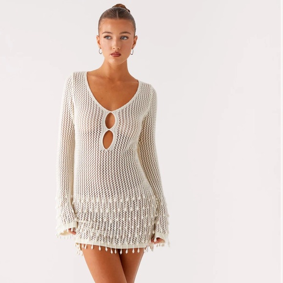 Peppermayo Dresses & Skirts - Majestic Beaded Crochet Mini Dress